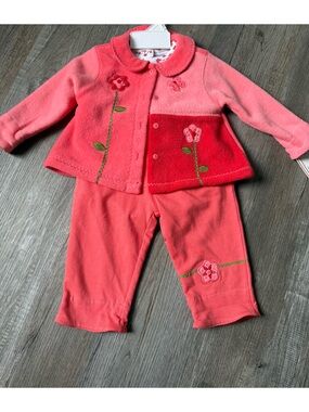 VTG NEW 3 Piece Buster Brown Fleece Outfit Jacket Floral 12 Months Outfit
